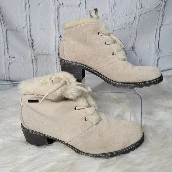 SPORTO‎ Womens 9 Beige Waterproof Insulated Faux Fur Winter Boots Heeled Stylish - Picture 1 of 13